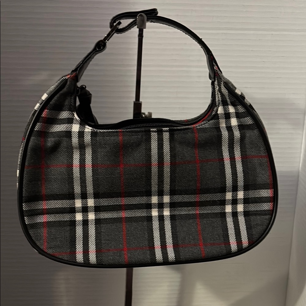 Trendy Plaid Shoulder Bag - Black and Red